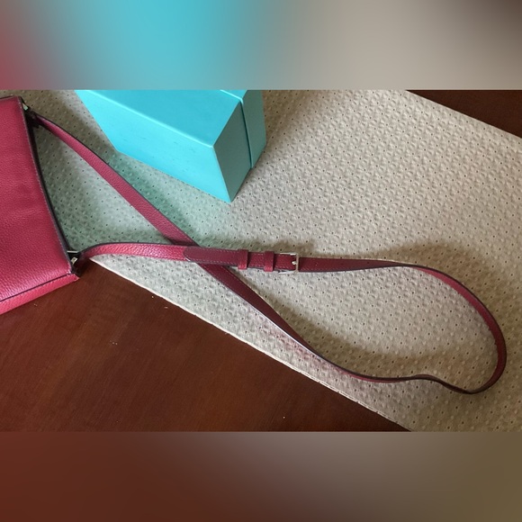 Kate Spade Lelia Top Zip Crossbody Pebbled Red Leather Purse - Picture 11 of 11